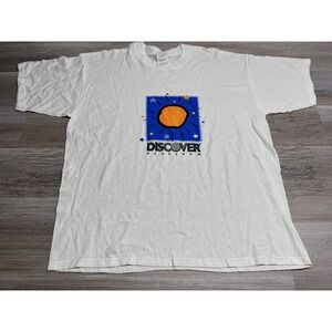 Vintage 90s Discover Platinum Credit Card Promo T-Shirt Sun Stars White Size XL
